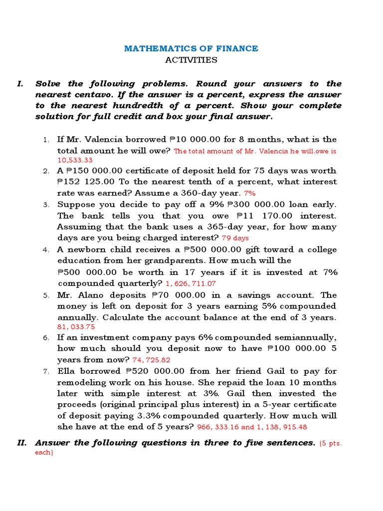 Loan Comparison and Finance Charges | PDF | Compound Interest | Interest