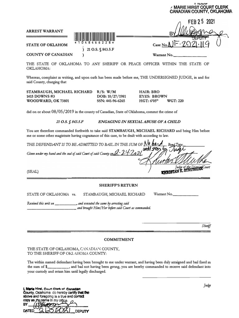 Stambaugh Warrant PDF Arrest Warrant Legal Procedure