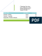 Catering Invoice: Menu Item Unit Price Quantity