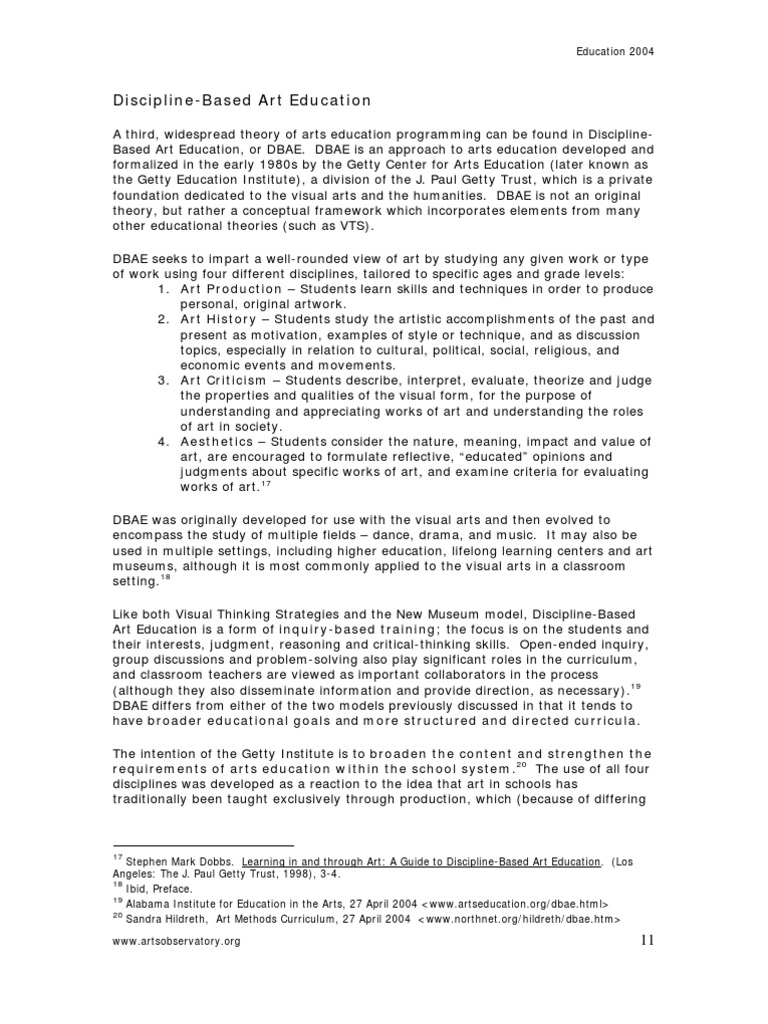 Discipline-Based Art Education Overview | PDF