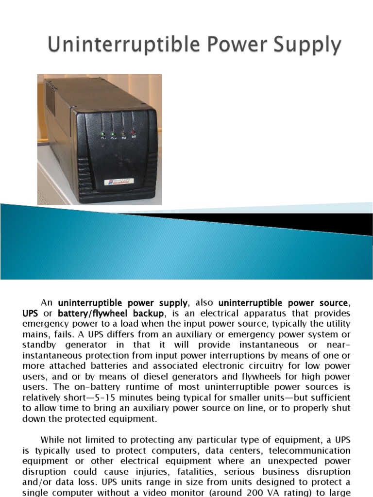 Uninterruptible Power Supply PDF