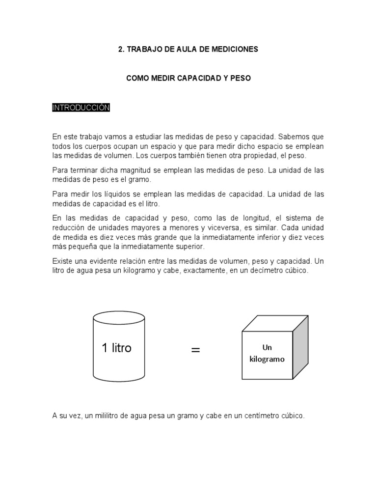 Como Medir Capacida y Peso | PDF | Litro | Volumen