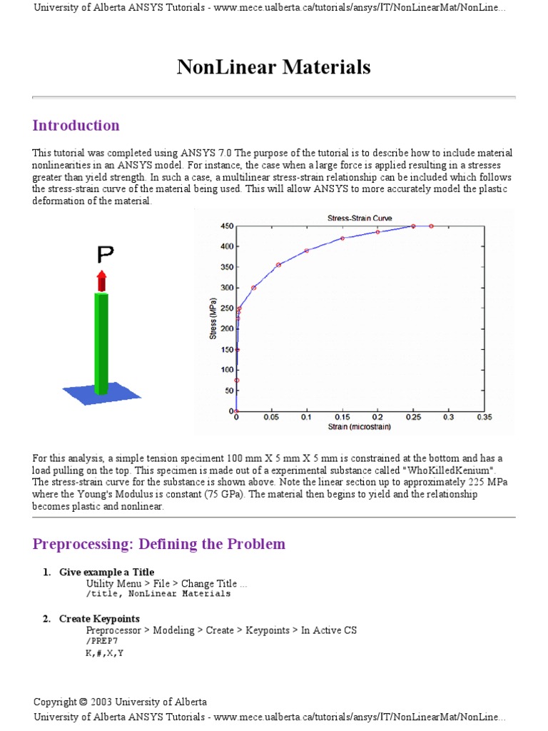 ansys tutorial6 Young's Modulus Elasticity (Physics)