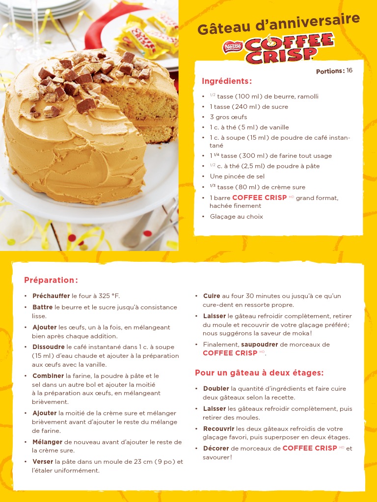 Coffee Crisp Recettes Gateau, PDF, Nourritures