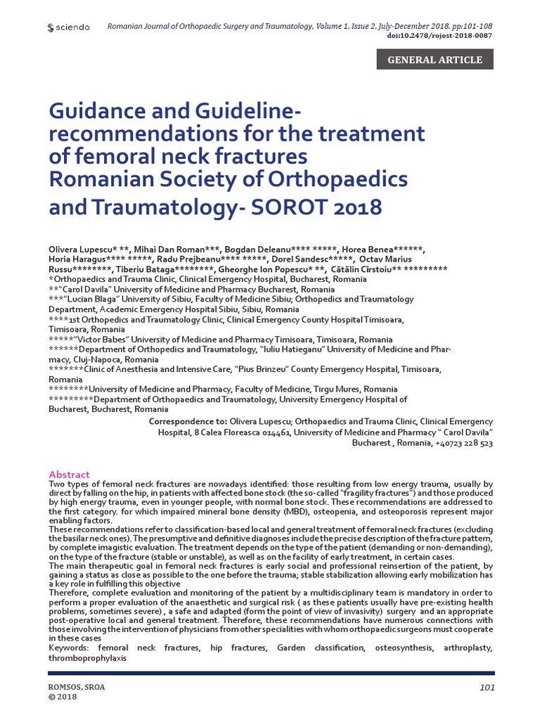 Guidance and For The Treatment of Femoral