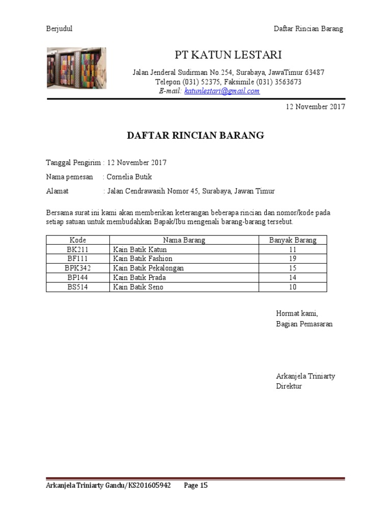 15 Rincian Barang | PDF