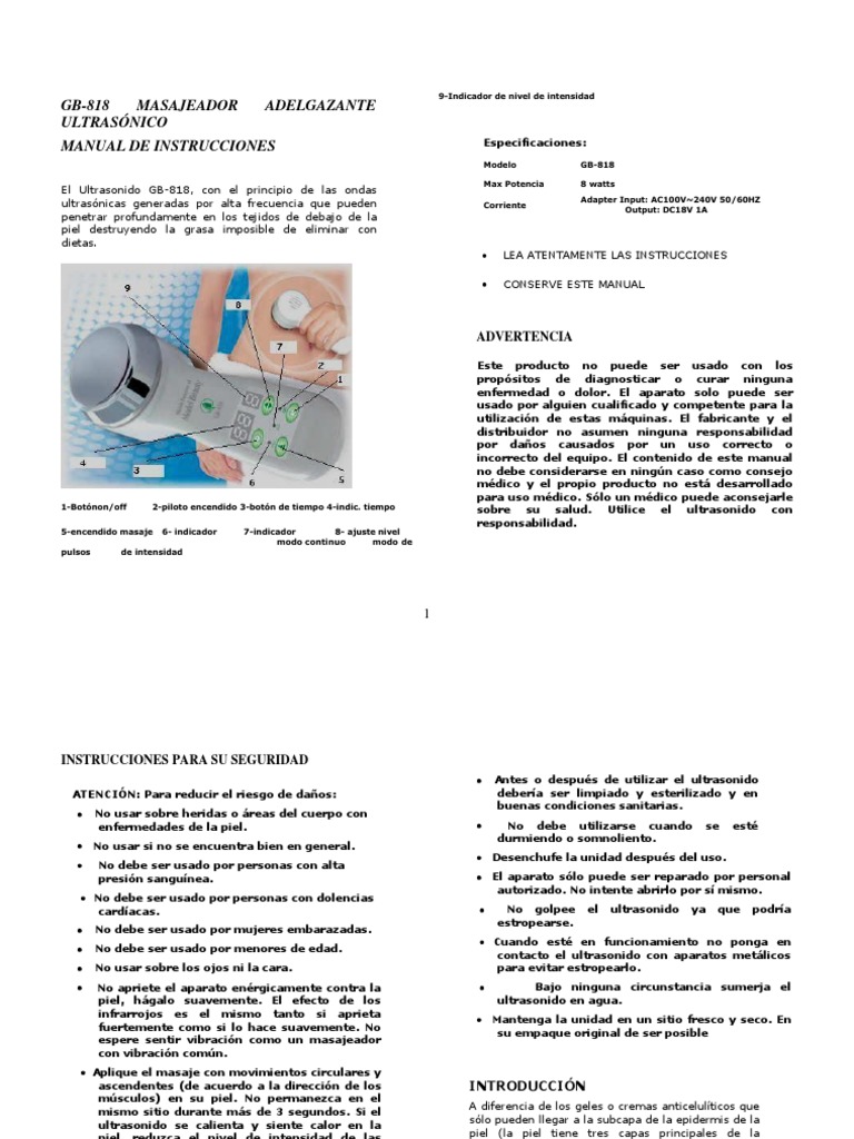 GB 818 2 MANUAL Ultrasonido Portatil PDF Ultrasonido Piel