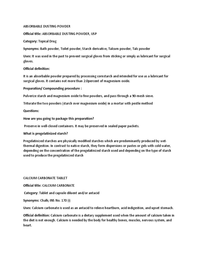 Absorbable Dusting Powder PDF Aspirin Tablet (Pharmacy)