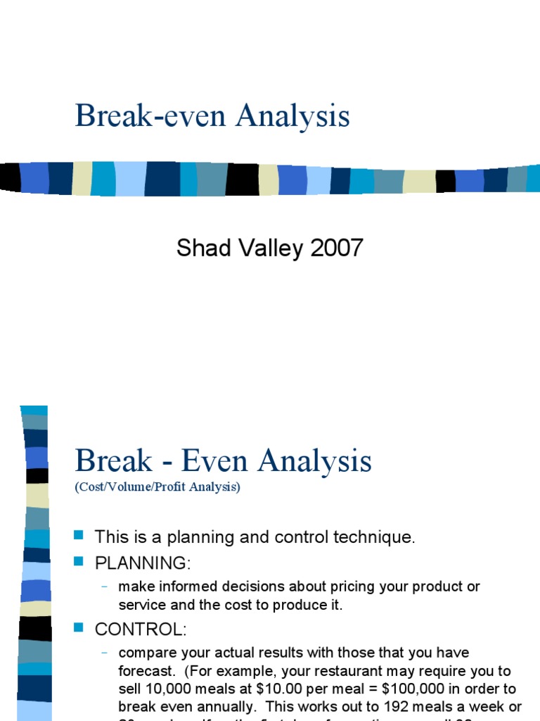 Understanding BreakEven Analysis Calculating the BreakEven Point and