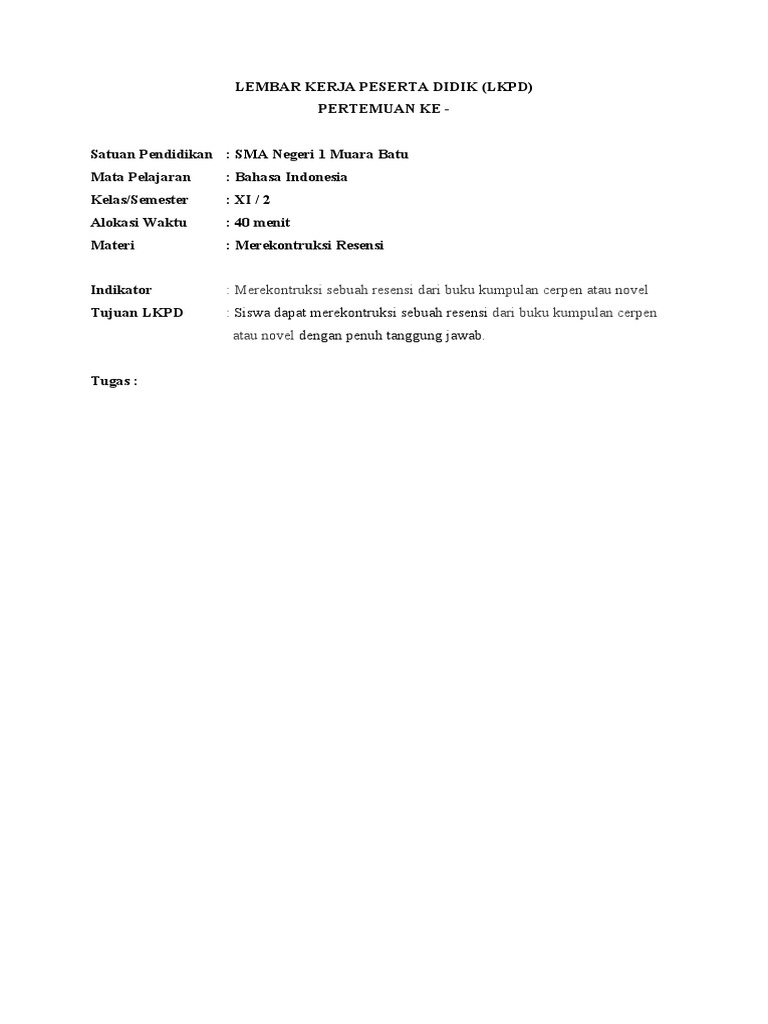 Lkpd Merekontruksi Resensi