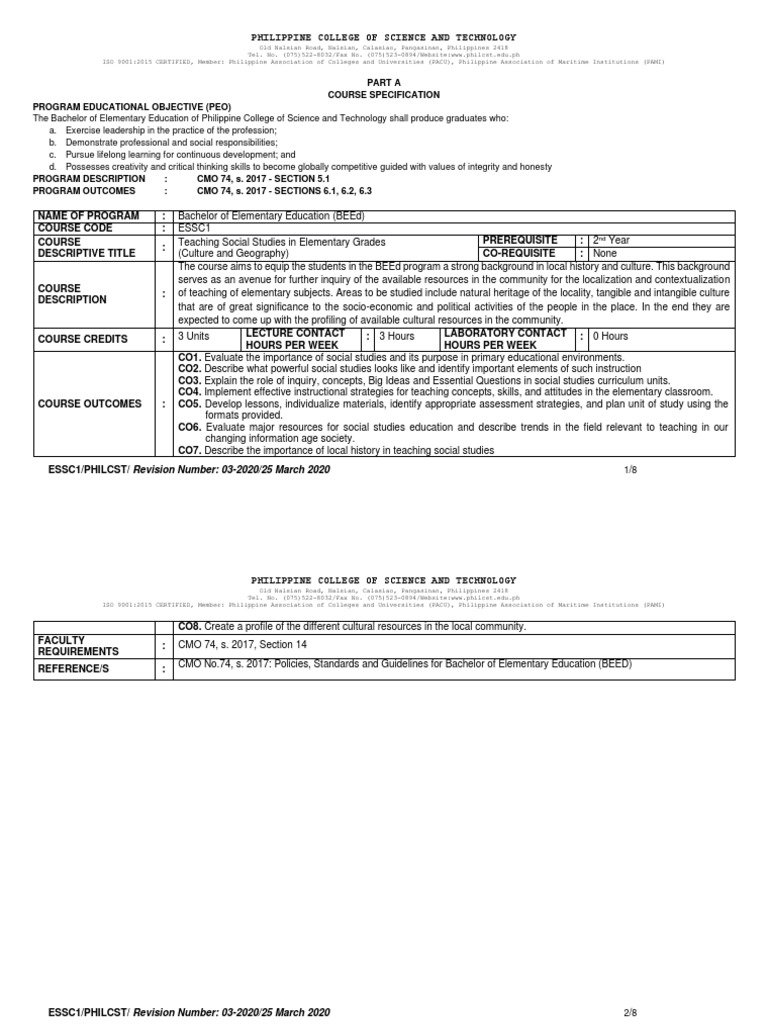 ESSC1 Teaching Social Studies in Elementary Grades (Culture and