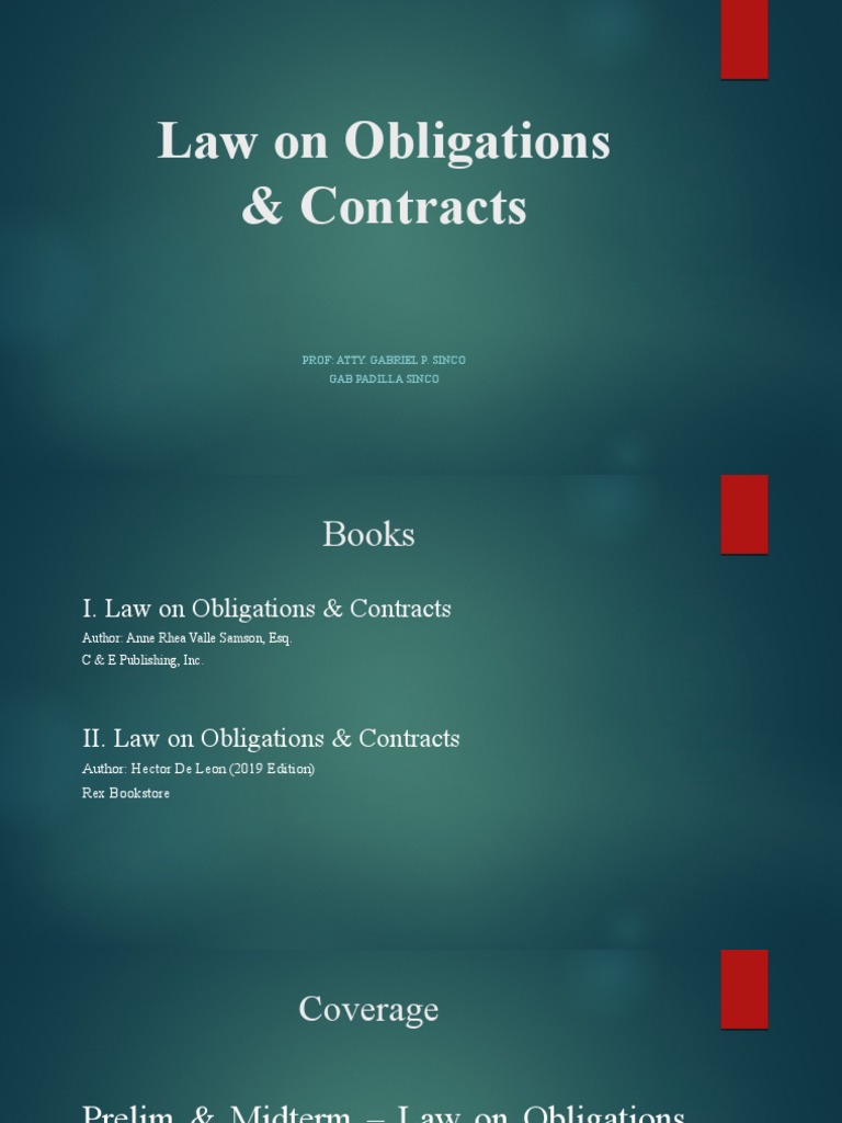 Law On Obligations & Contracts (BSA) PDF Negligence Statute Of