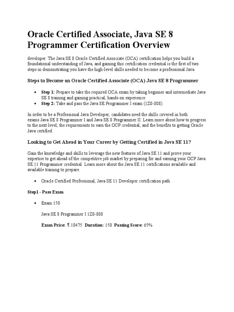 OCA Java SE 8 Certification Guide | PDF | Professional Titles And ...