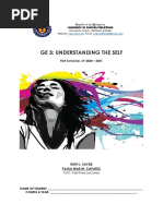 Ge 3: Understanding The Self: First Semester, SY 2020 - 2021