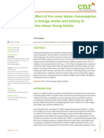 Effect of Pre-Meal Water Consumption On Energy Intake and Satiety in Non-Obese Young Adults