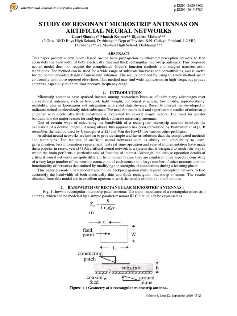Study of Resonant Microstrip Antennas On Artificial Neural Networks