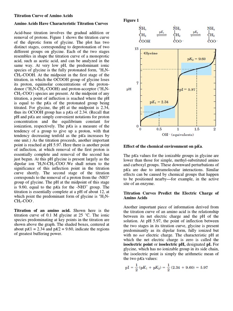 Titration Curve of Amino Acids PDF Acid Dissociation Constant Acid