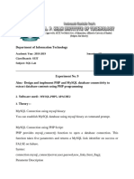 Department of Information Technology: Academic Year: 2018-2019 Semester: III Class/Branch: SEIT Subject: SQL Lab