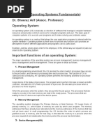 Chapter-01 (Operating Systems Fundamentals) Dr. Sheeraz Arif (Assoc. Professor) Operating System