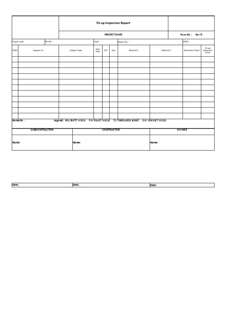 Fit-up Inspection Report Format | PDF