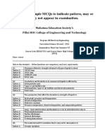 These Are Sample Mcqs To Indicate Pattern, May or May Not Appear in Examination