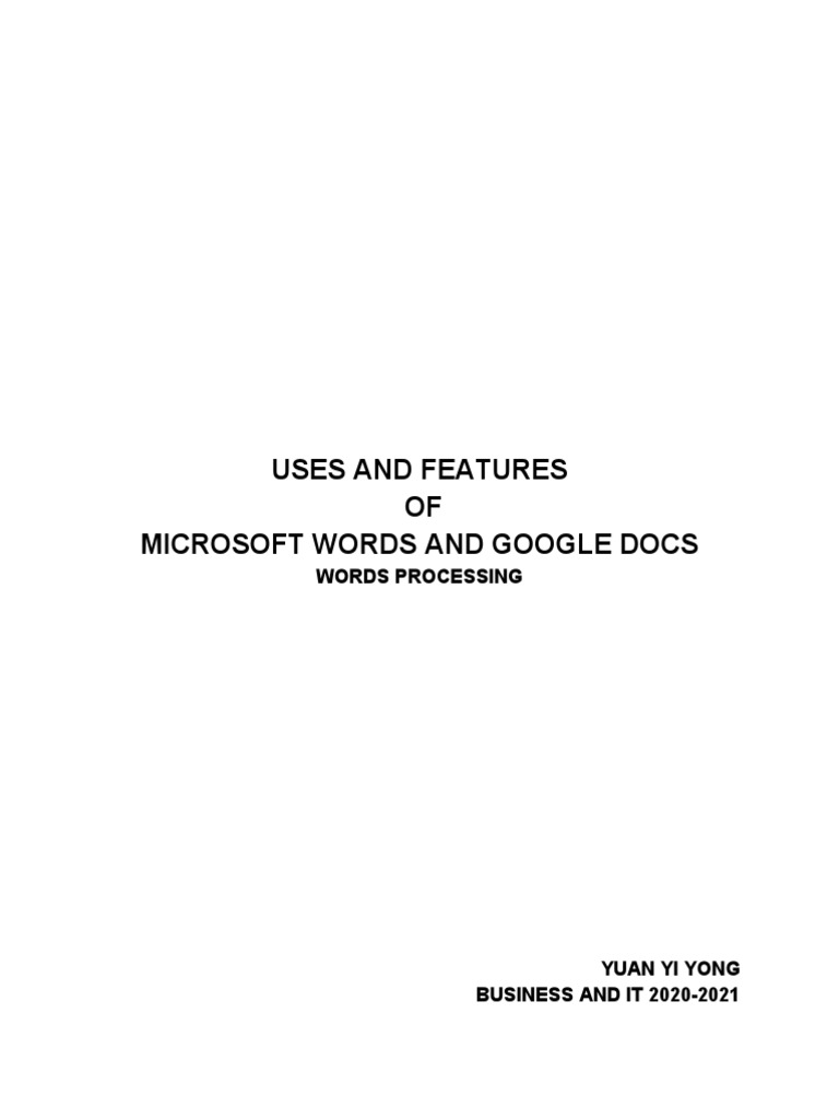 Uses and Features of Words Processing | PDF | Microsoft Word | Software