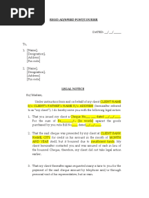 Cheque Bounce Legal Notice Format