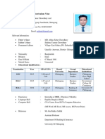 Curriculum Vitae: Examination Year Gpa/Cgpa Board/ University Group/ Department Educational Instituitions S.SC