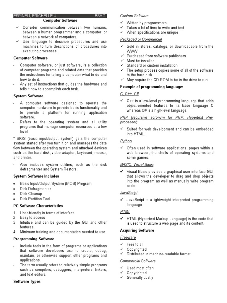Notes - Computer Software | PDF | Software | Application Software
