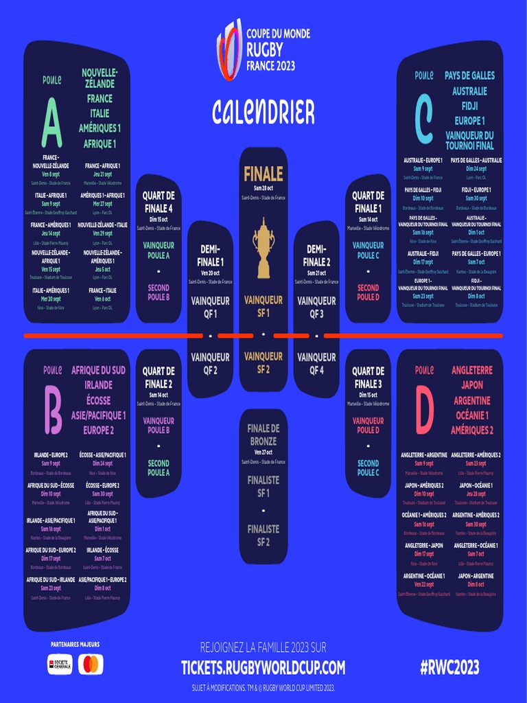 Calendrier Coupe Du Monde Rugby 2023 Calendrier Mondial de Rugby 2023 | PDF | Rugby à XV | Rugby (sport)