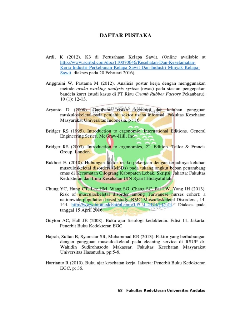 Daftar Pustaka Ergonomi dan MSDs | PDF | Sains & Matematika | Komputer