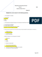 Name: Nethuni Grade 6:: Highlight The Correct Answer For The Following Questions