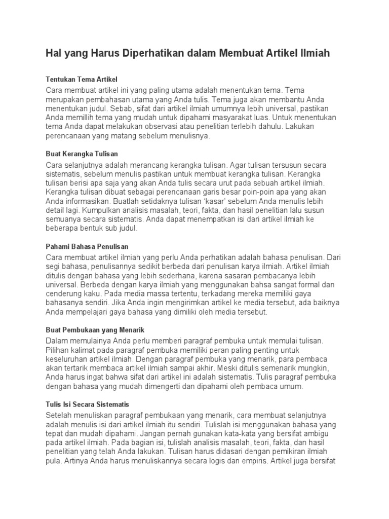 Cara Membuat Artikel Ilmiah yang Baik dan Sistematis | PDF