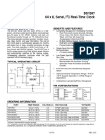 DS1307 64 X 8, Serial, I C Real-Time Clock: General Description Benefits and Features