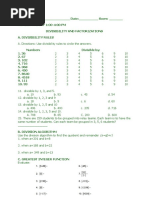 Number Theory Worksheet