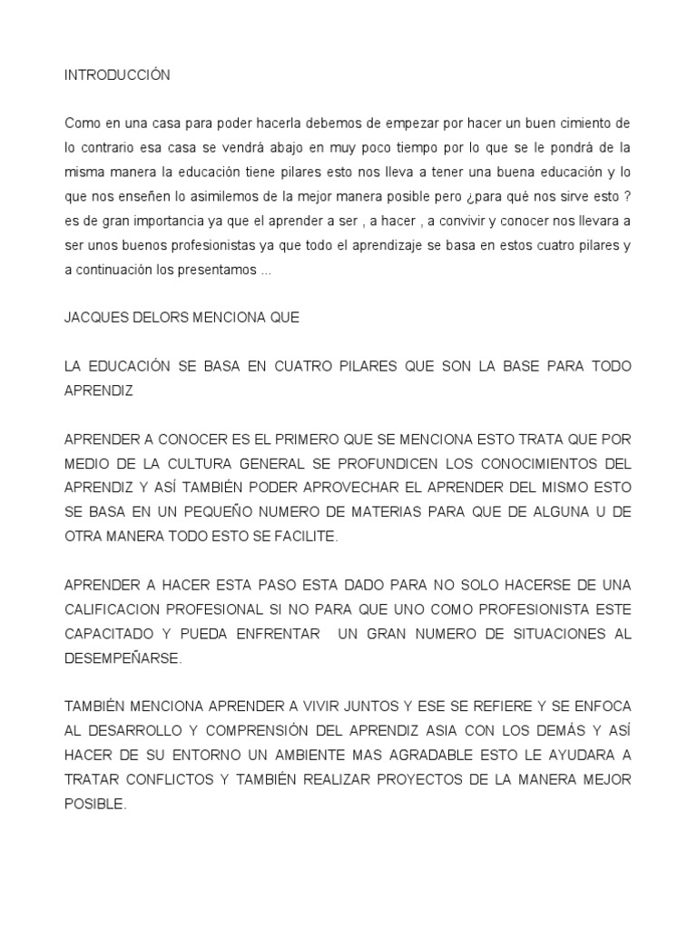 Ensayo la Educacion Encierra un Tesoro