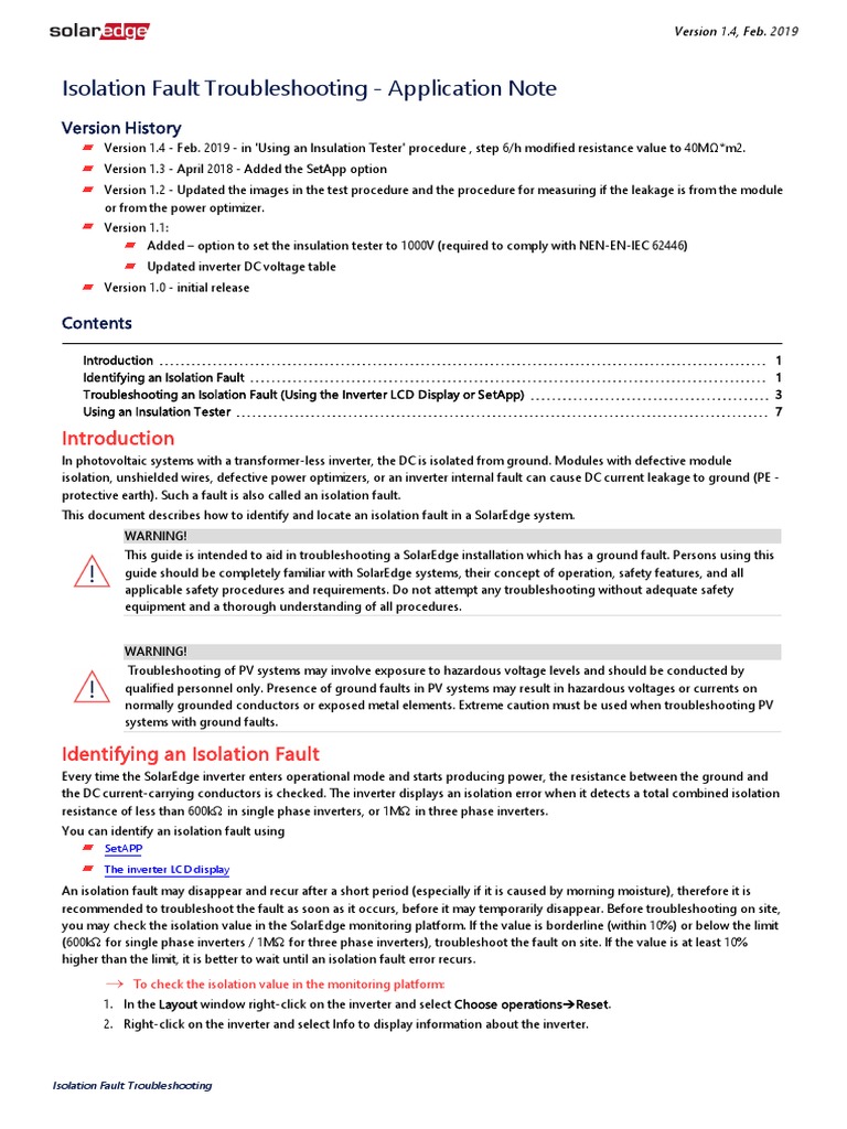 Application Note Isolation Fault Troubleshooting PDF Power Inverter Insulator (Electricity)