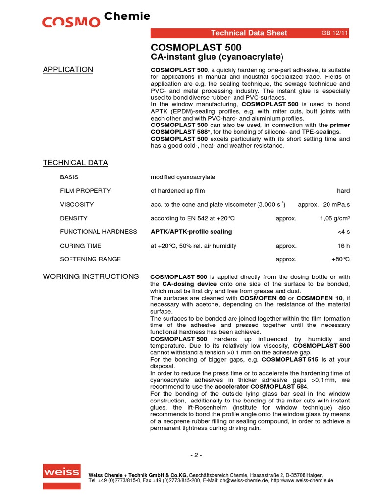 Fisa Tehnica Cosmoplast 500 | Download Free PDF | Adhesive | Industrial ...