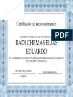 Certificado reconocimiento plan lector español