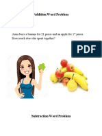 Addition Word Problem: Anna Buys A Banana For 21 Pesos and An Apple For 17 Pesos. How Much Does She Spent Together?