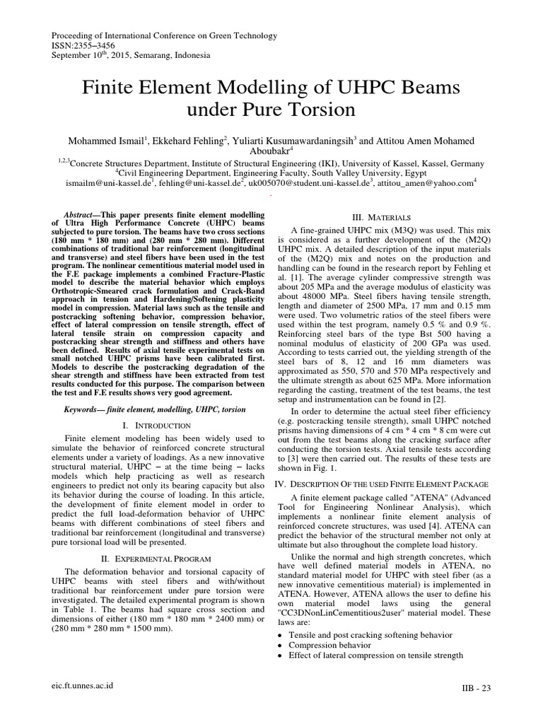 Finite Element Modeling of UHPC Beams | PDF | Strength Of Materials ...