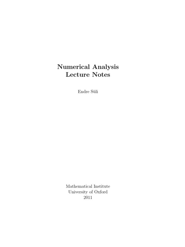 Numerical Analysis Lecture Notes PDF Interpolation Analysis