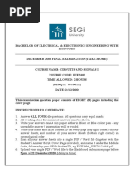 Circuits and Signals I Exam Question Paper