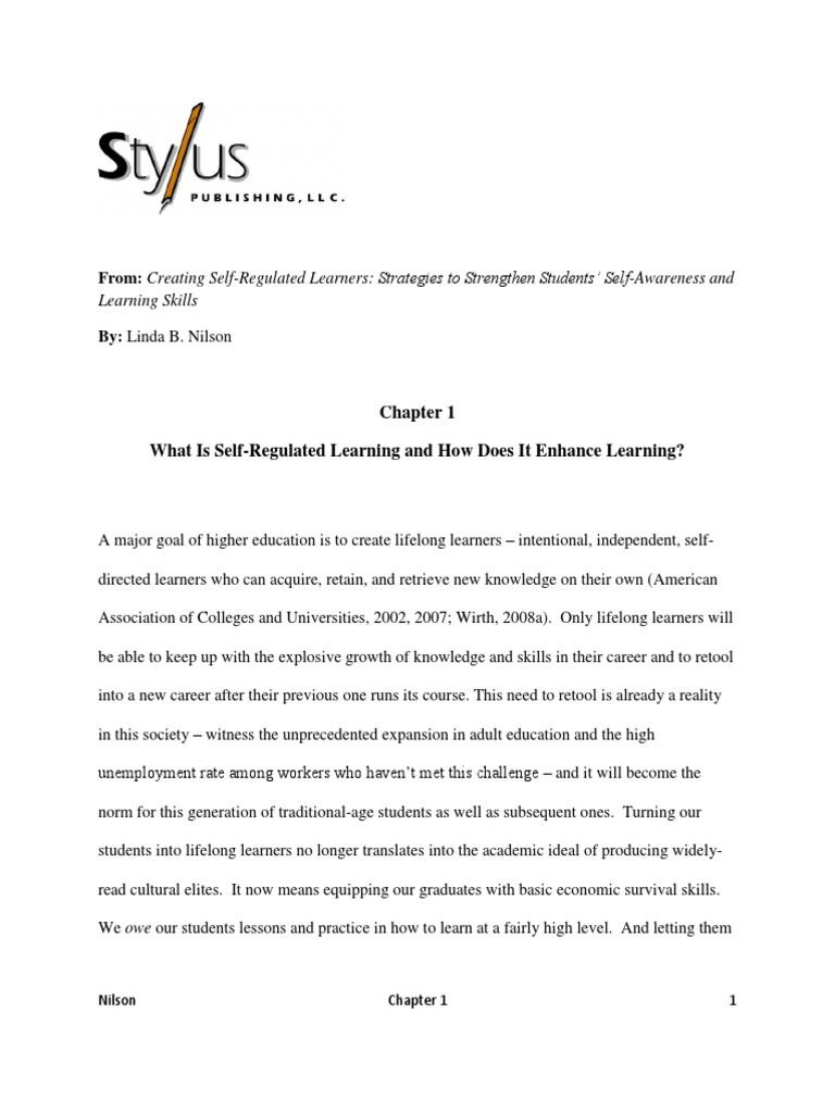 Self-Regulated Learning Research Paper | PDF | Metacognition | Self ...