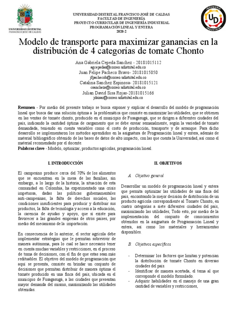 Proyecto Final Programación Lineal PDF Programación lineal