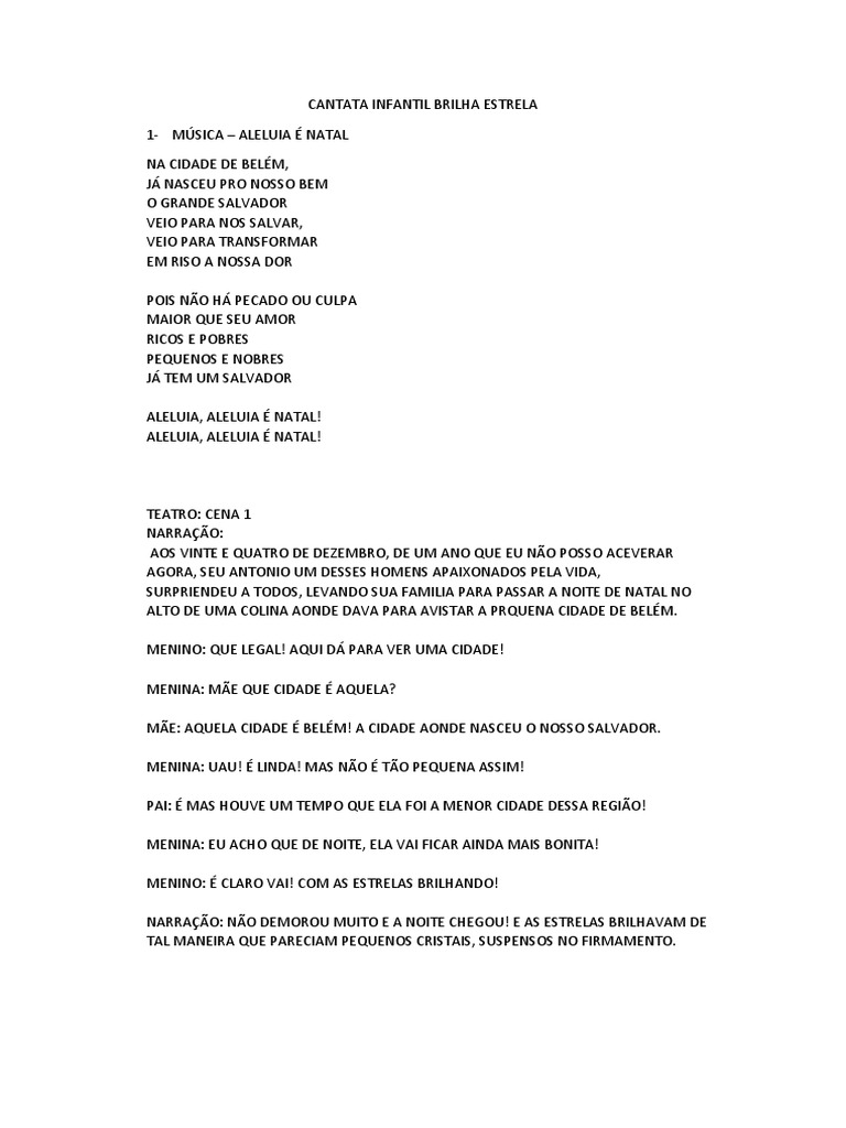 Cantata Infantil Brilha Estrela | PDF | Natal | Céu