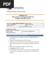 Assignment One Human Resource Management (MGT211) Deadline: 06/03/2021 at 23:59