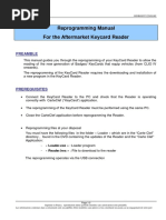 Reprogramming Manual For The Aftermarket Keycard Reader: Preamble