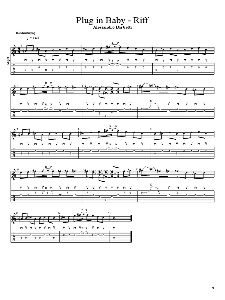 Plug in Baby Guitar Riff Tab | PDF