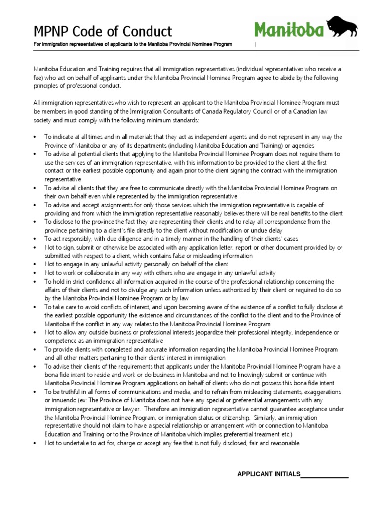 MPNP Immigration Representative Conduct | PDF | Conflict Of Interest ...